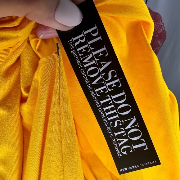 NWR NY & Co. Yellow Belted Square-Neck Poplin Short Romper Size S - Picture 11 of 12